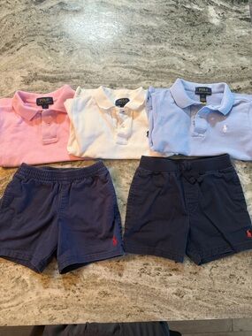 Ralph Lauren Kids Polo Lot - Pink, White, Light Blue & Navy Shorts